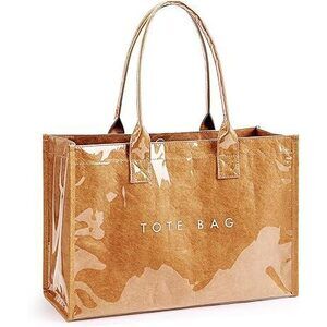 Kalidi Pvc Tote Bag Women’S Kraft Paper Work Handbags Purses With Top